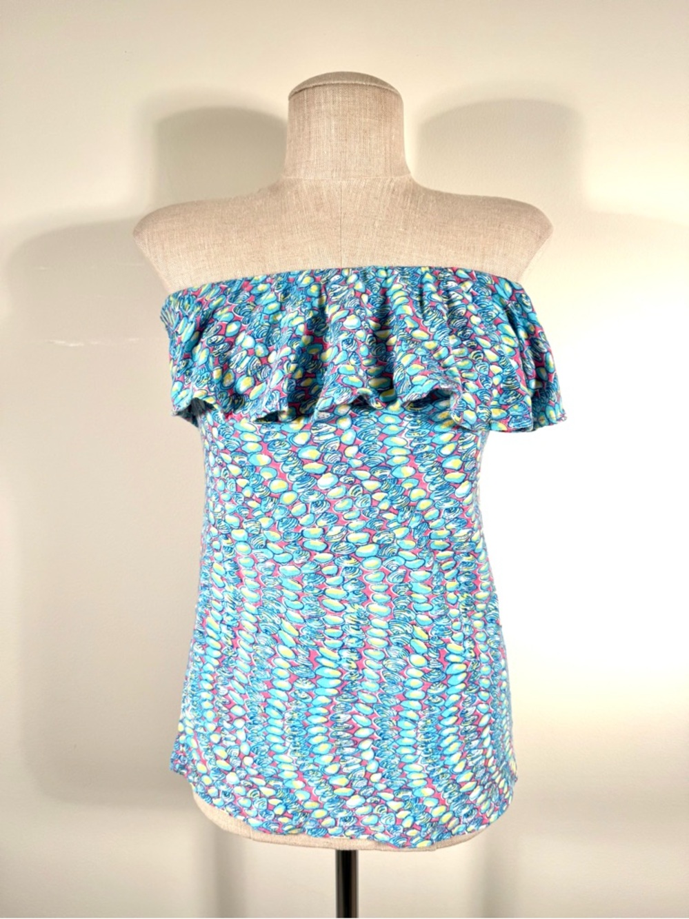 Lilly Pulitzer Wiley Strapless Ruffle Tube Top Clam Jam Print Seashell Nautical - Picture 13 of 16